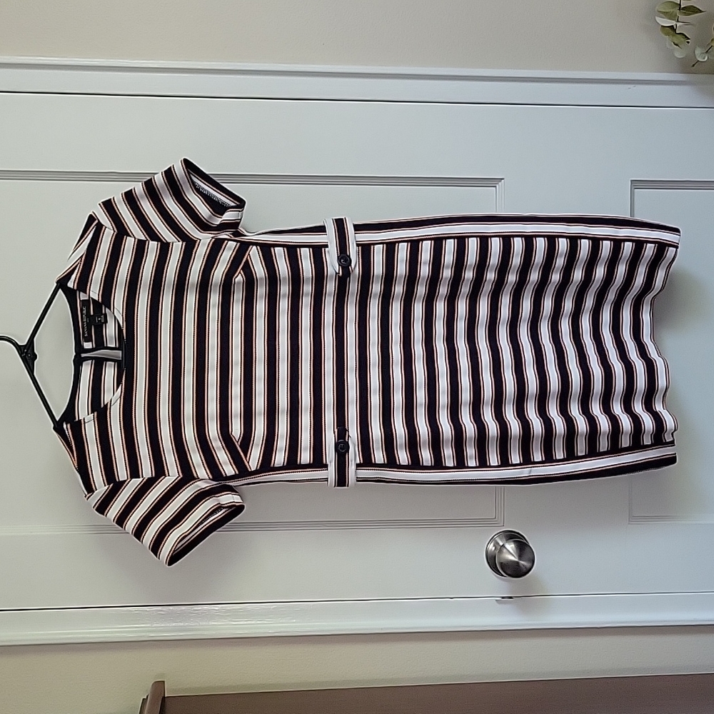 Banana Republic Striped Shirt Sleeve Mini Dress Navy 4P